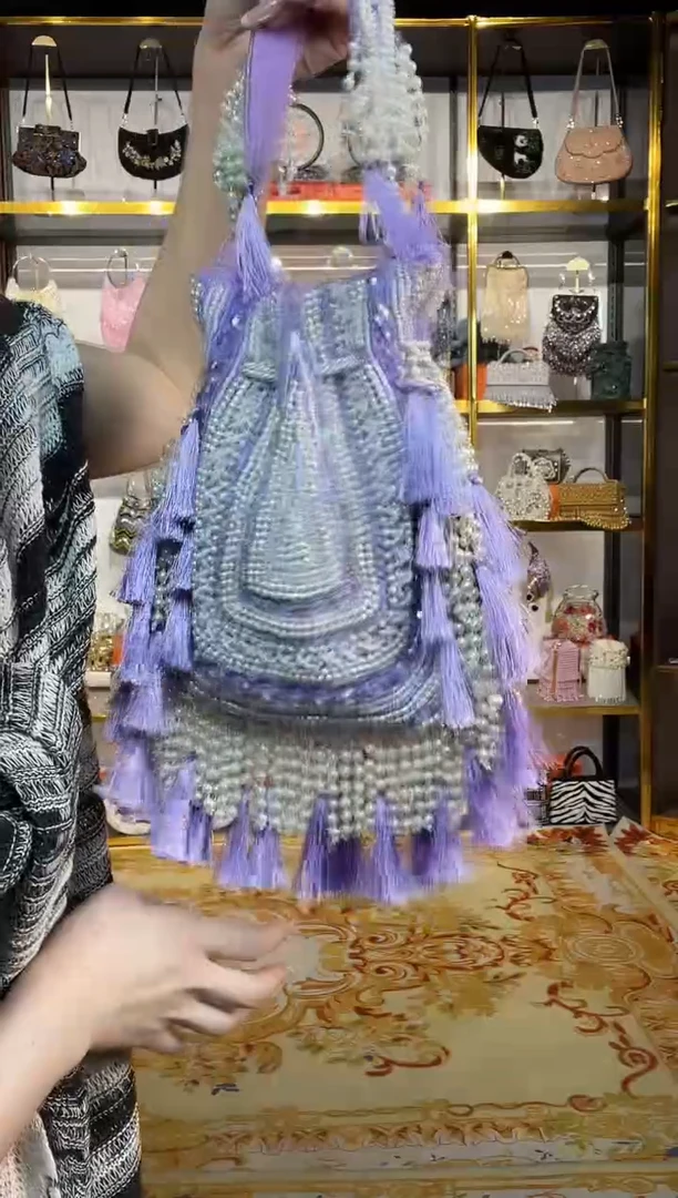 织物珠韵恒泽重工串珠手提包
