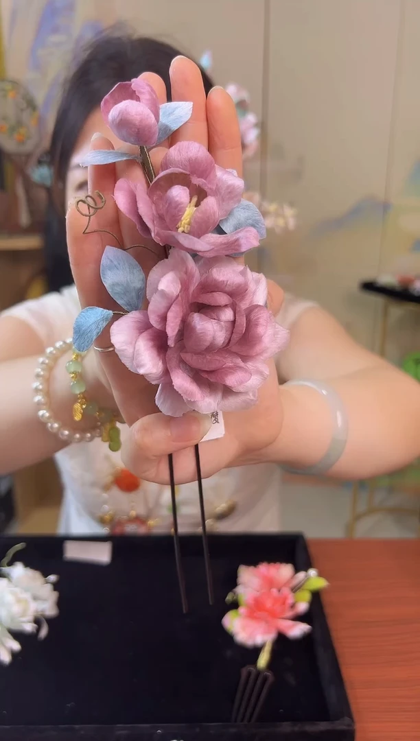 织绣非遗纯手工绒花