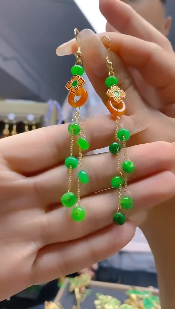 翡翠合金耳饰476翡翠耳钩