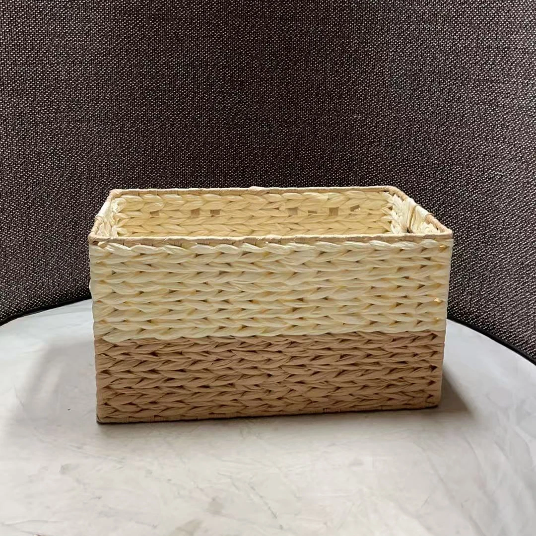 4274瑕疵款 长36宽21高20cm 家用纸绳编织收纳筐桌面简约储物篮子