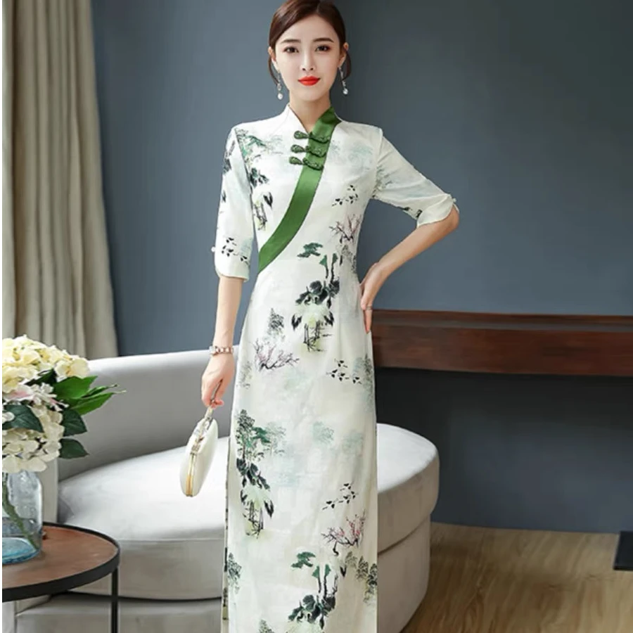 ZQJ-清新素雅葫芦盘扣空姐服时尚旗袍