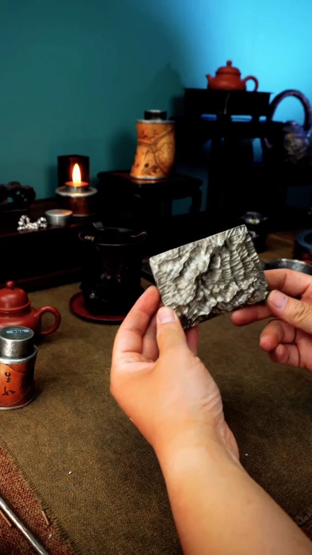 4318纯锡四足山峦大款盖置9*6.5