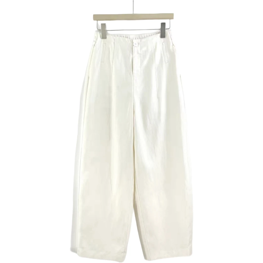 2025年新款醋酸中高腰窄版直筒裤女夏季薄款休闲九分裤