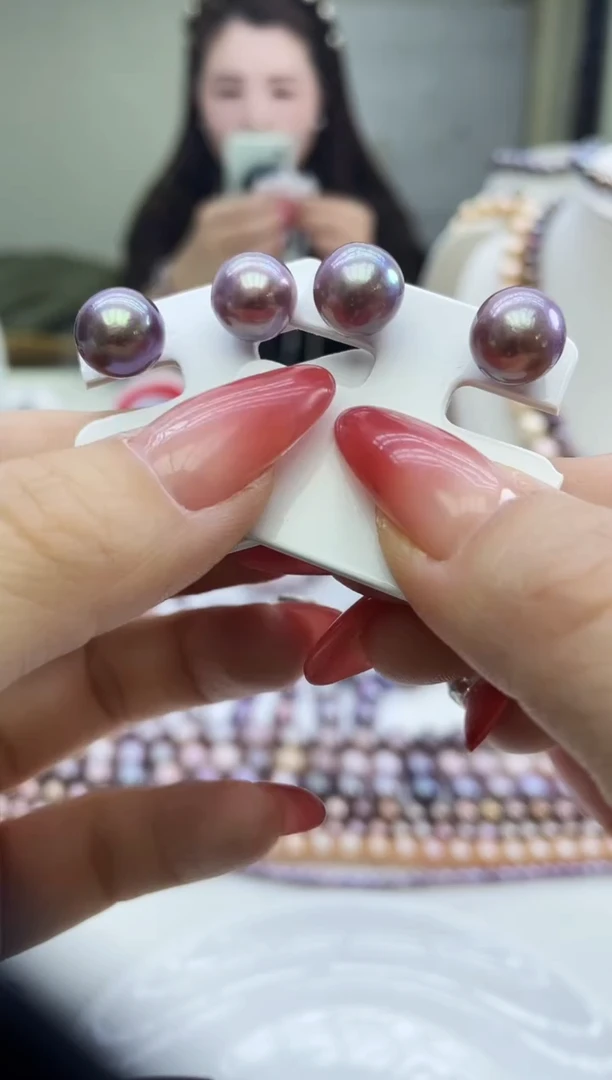 未镶嵌耳饰淡水珍珠紫色系耳饰