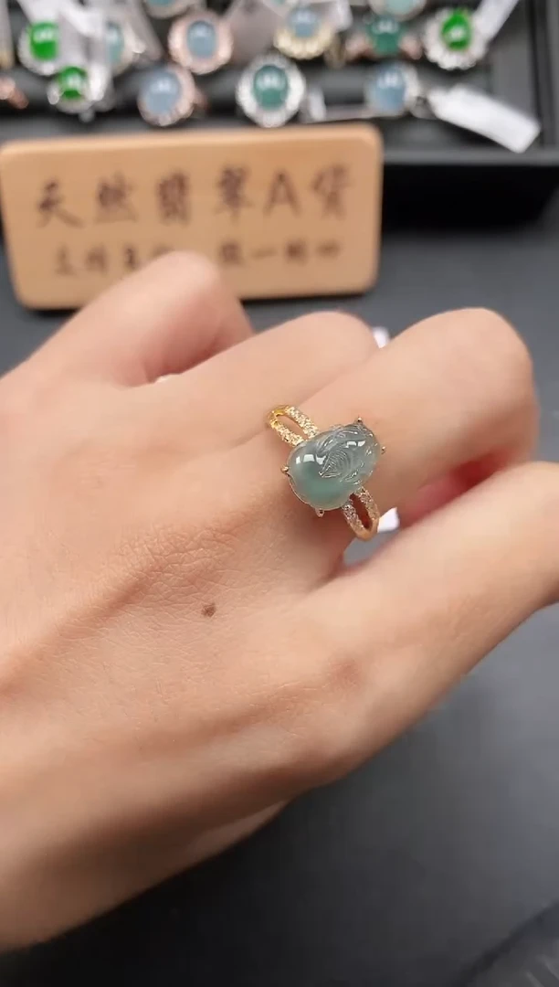 银S925镶嵌戒指翡翠111