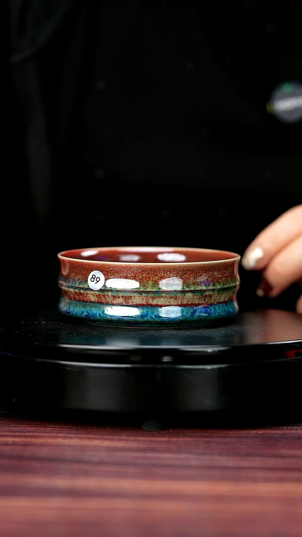 杯子89#李盼龙一级品原矿钧瓷竹节普洱杯