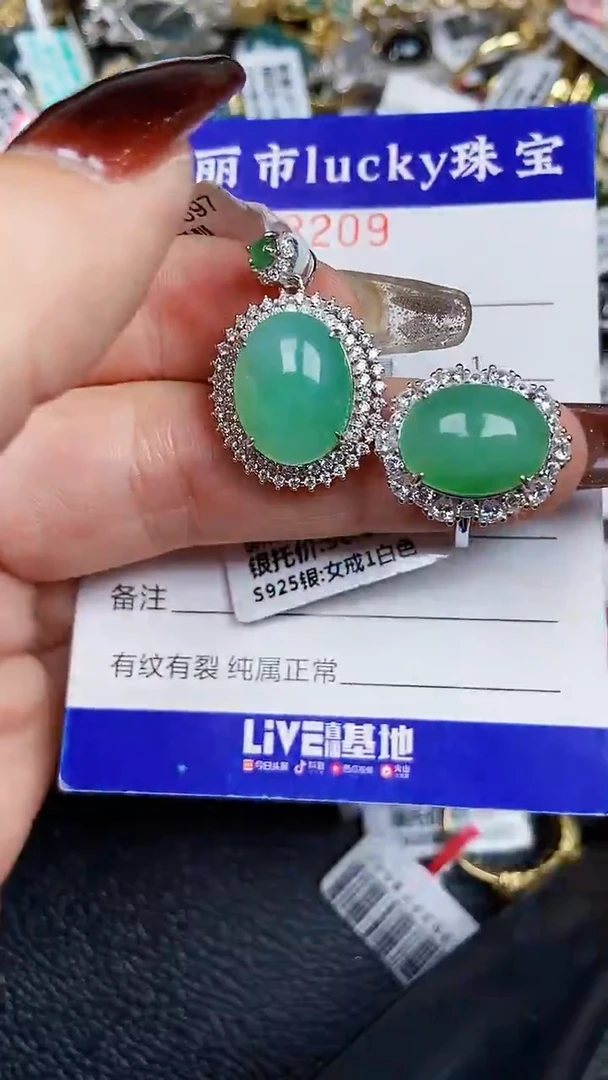 颈饰银S925镶嵌翡翠8209