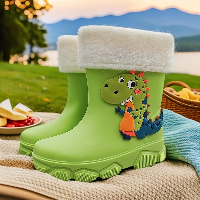 儿童雨靴儿童雨鞋儿童水鞋女男童防水鞋加绒加厚防滑宝宝冬季小孩