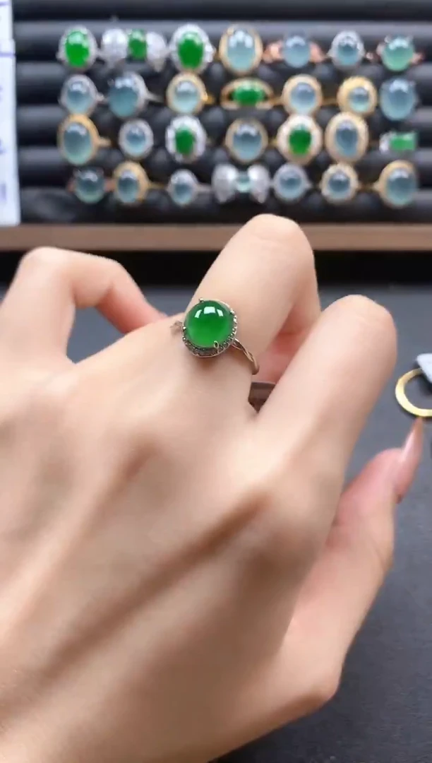 银S925镶嵌戒指翡翠51151