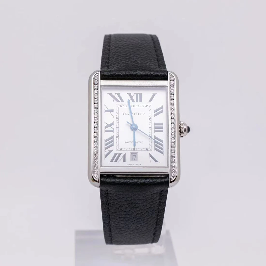 99新 Cartier/卡地亚 坦克W5200027 31*41表径 后钻机械男表 单表
