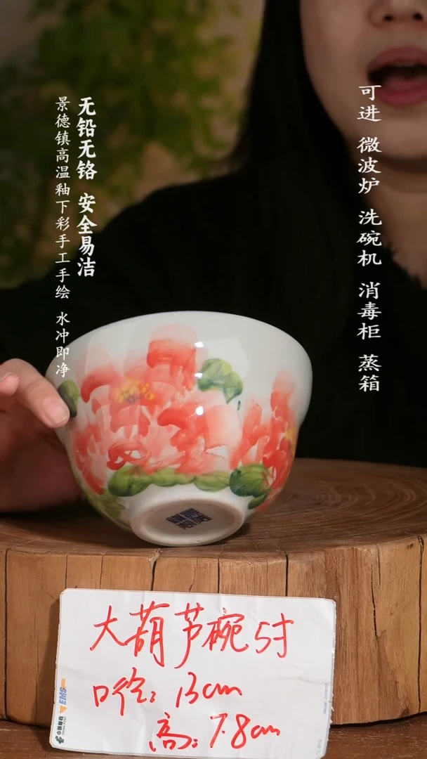 碗陶瓷景德镇高温瓷釉下彩手绘陶瓷