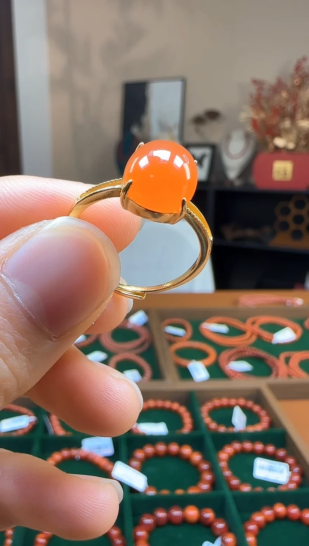 【闪购商品】南红玛瑙戒指未镶嵌天然南红戒指HA40009多样性发货