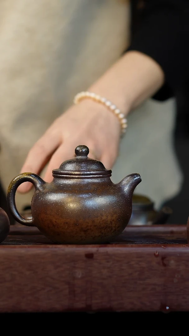 茶壶紫砂柴烧紫砂天青莲子