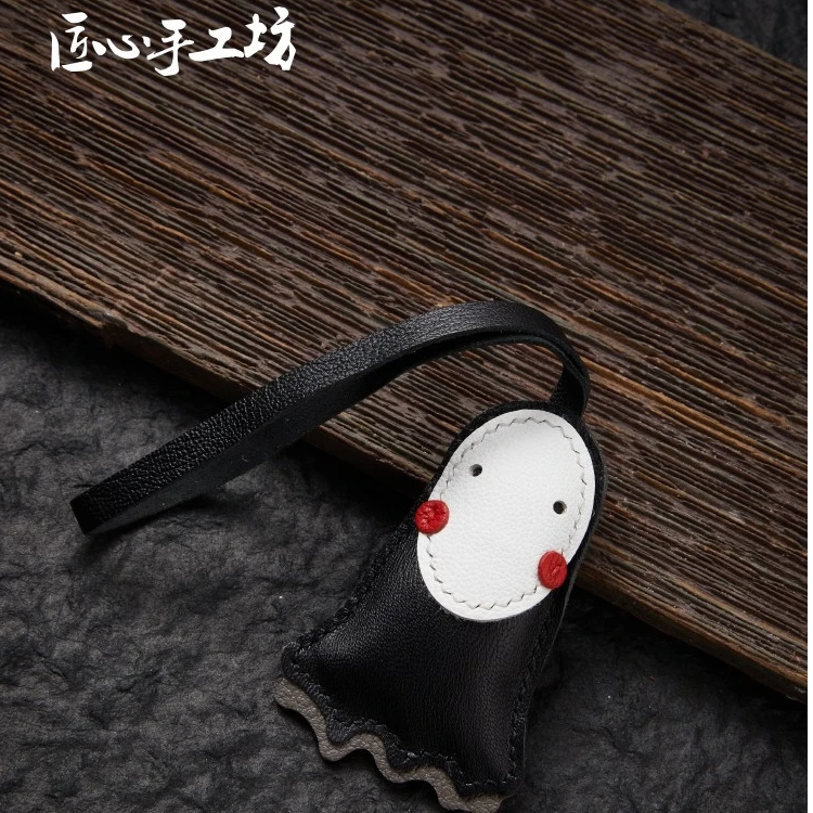 匠心手工坊包包挂件千与千寻同款无脸男手工真皮小狗挂饰情侣礼物