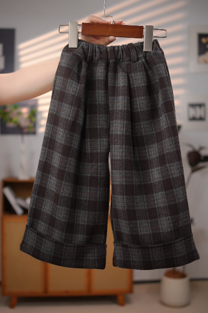 【新款加绒】女童加绒格子裤秋冬季新款儿童休闲宝宝洋气直筒裤子潮