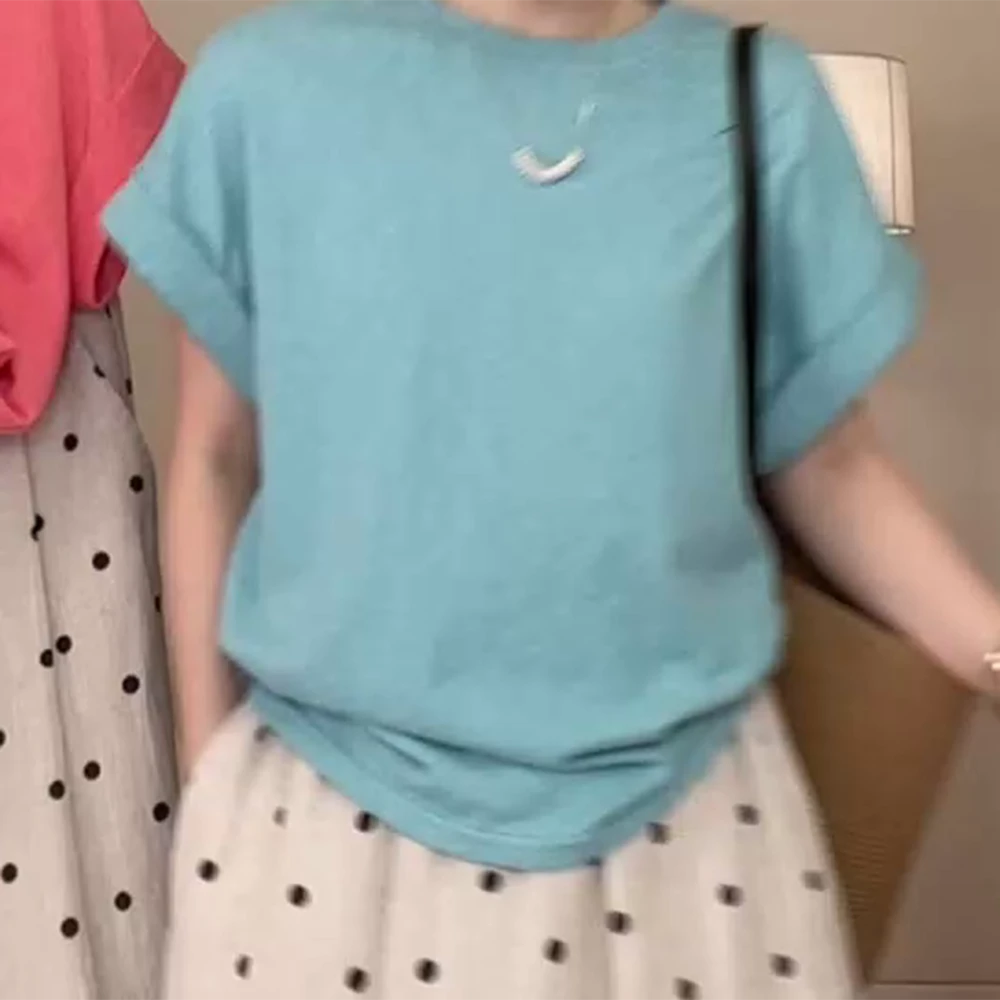 棉花空调 夏季清凉透气舒适显瘦韩系纯色百搭休闲T恤