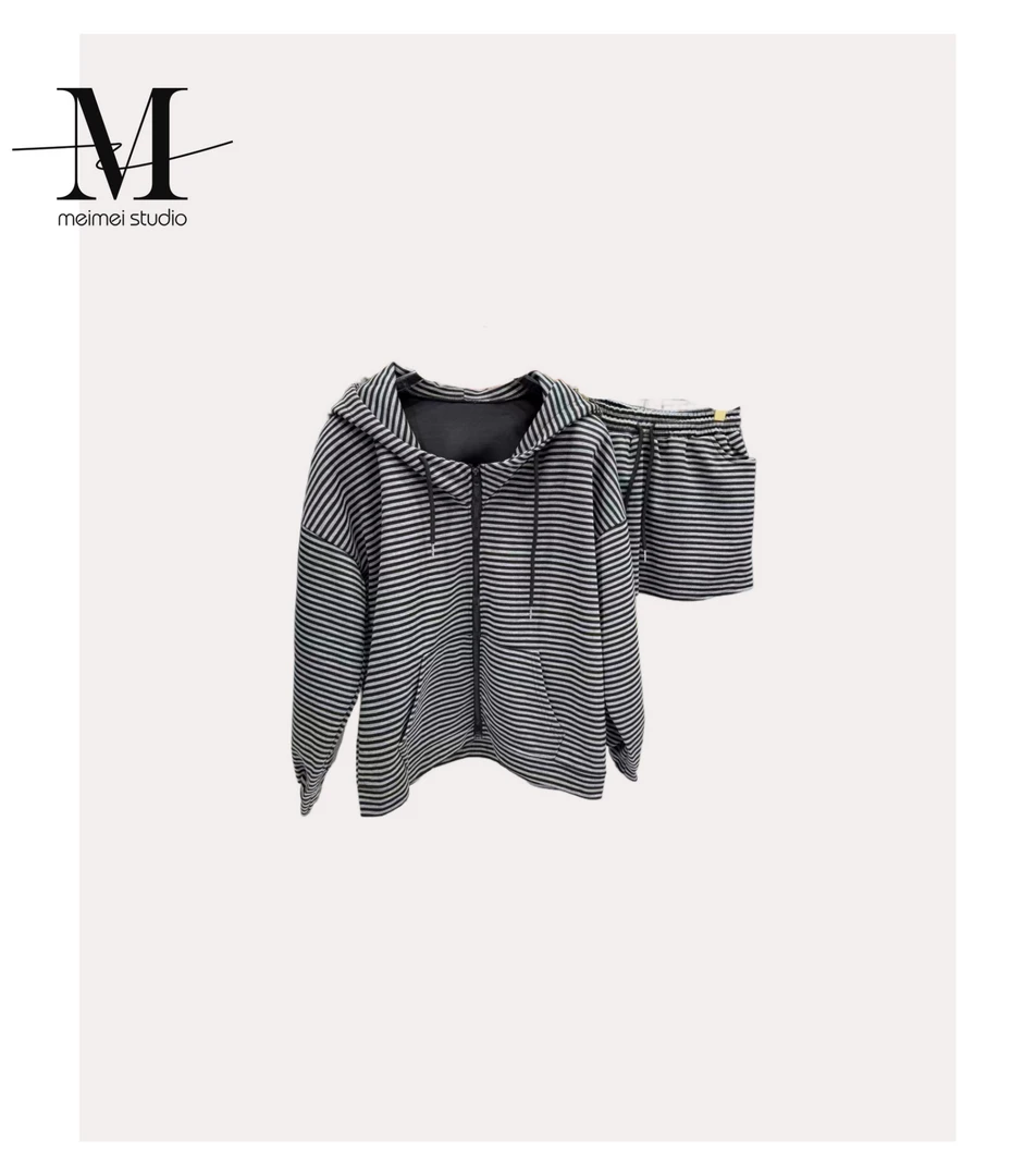 意模【MEIMEI STUDIO】欧货时尚两件百搭条纹套装686-60970486