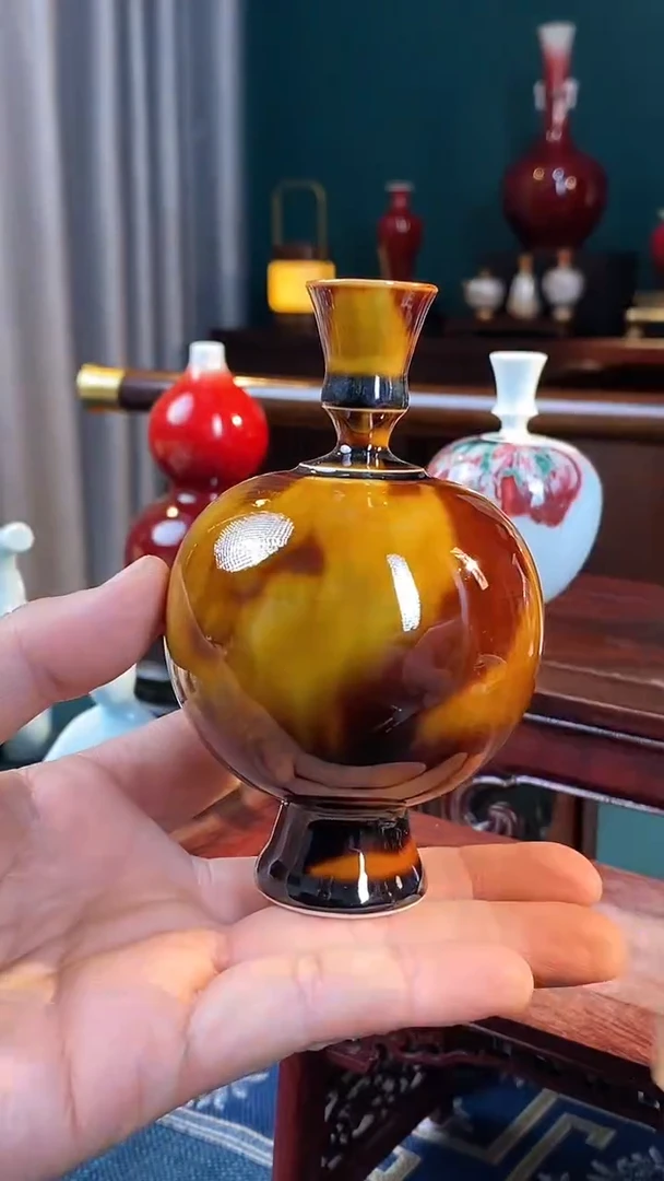 【闪购商品】摆件纯手工原创高温瓷器〖玳瑁釉〗