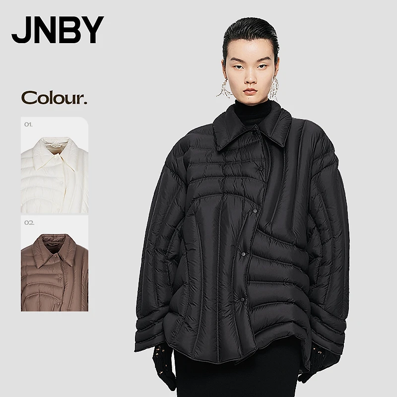 【弯曲绗缝】JNBY/江南布衣秋冬羽绒服时髦肌理宽松翻领5O0C11880