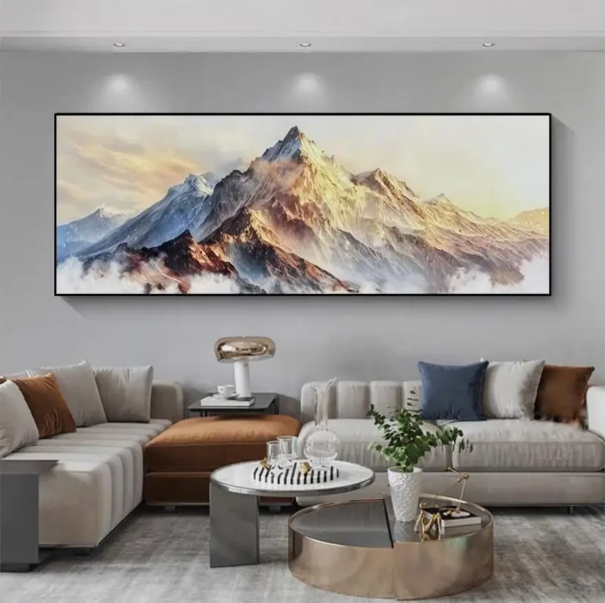 金山靠山客厅沙发风景山水背景墙沙发背景餐厅平面晶瓷挂画