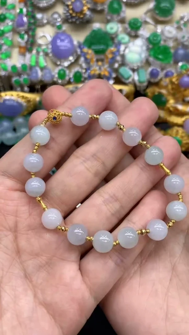 18K金镶嵌手链翡翠389-中国好珍宝