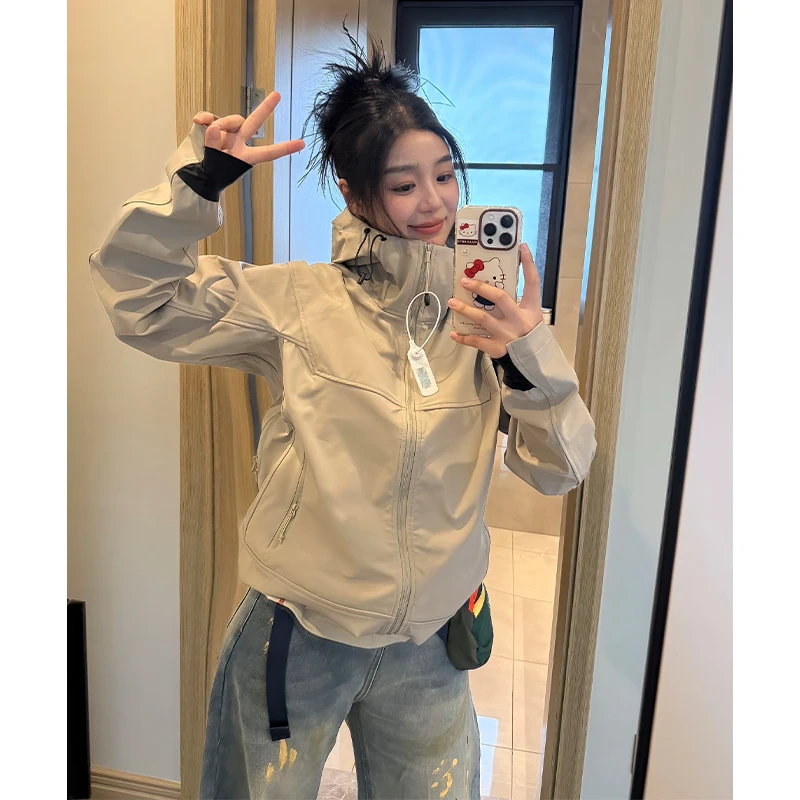 弘号三防软壳冲锋衣外套男女秋款山系户外防风防水连帽登山夹克