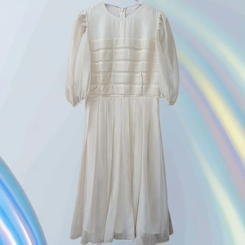 平凡高定！高级感欧根纱百搭气质连衣裙S117(8杆-1)