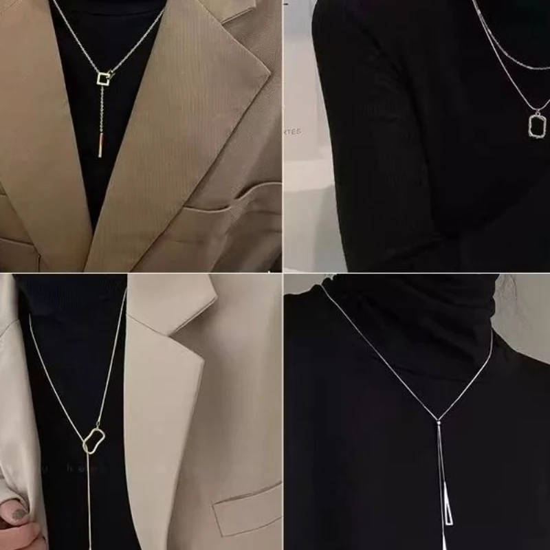 非金属项链 毛衣链摘潮项链小众高级感长款锁骨链配饰爱心双层