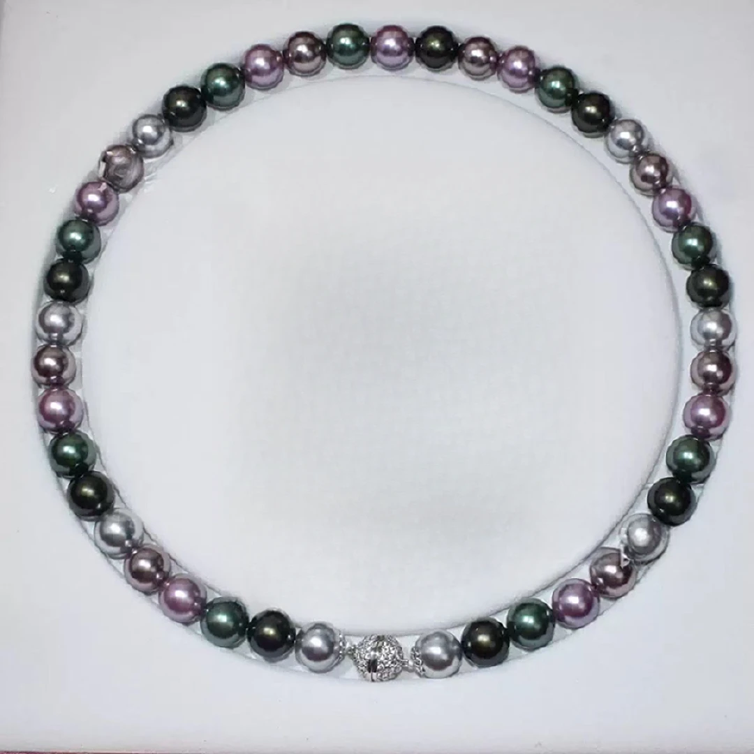 铜合金项链 铜合金项链 经典时尚正圆混彩莫兰迪色项链-B359