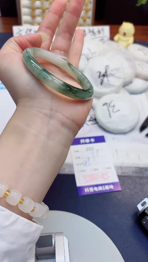 未镶嵌手镯石英质玉255-天山翠-圈口54