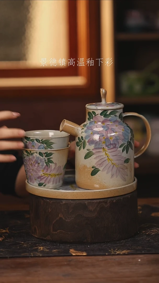 陶瓷景德镇高温釉下手绘陶瓷@L690@