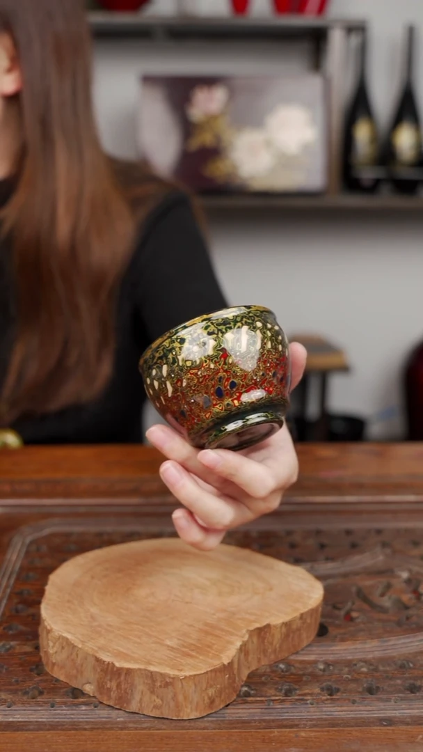 漆器欧泊渐变主人杯 红金