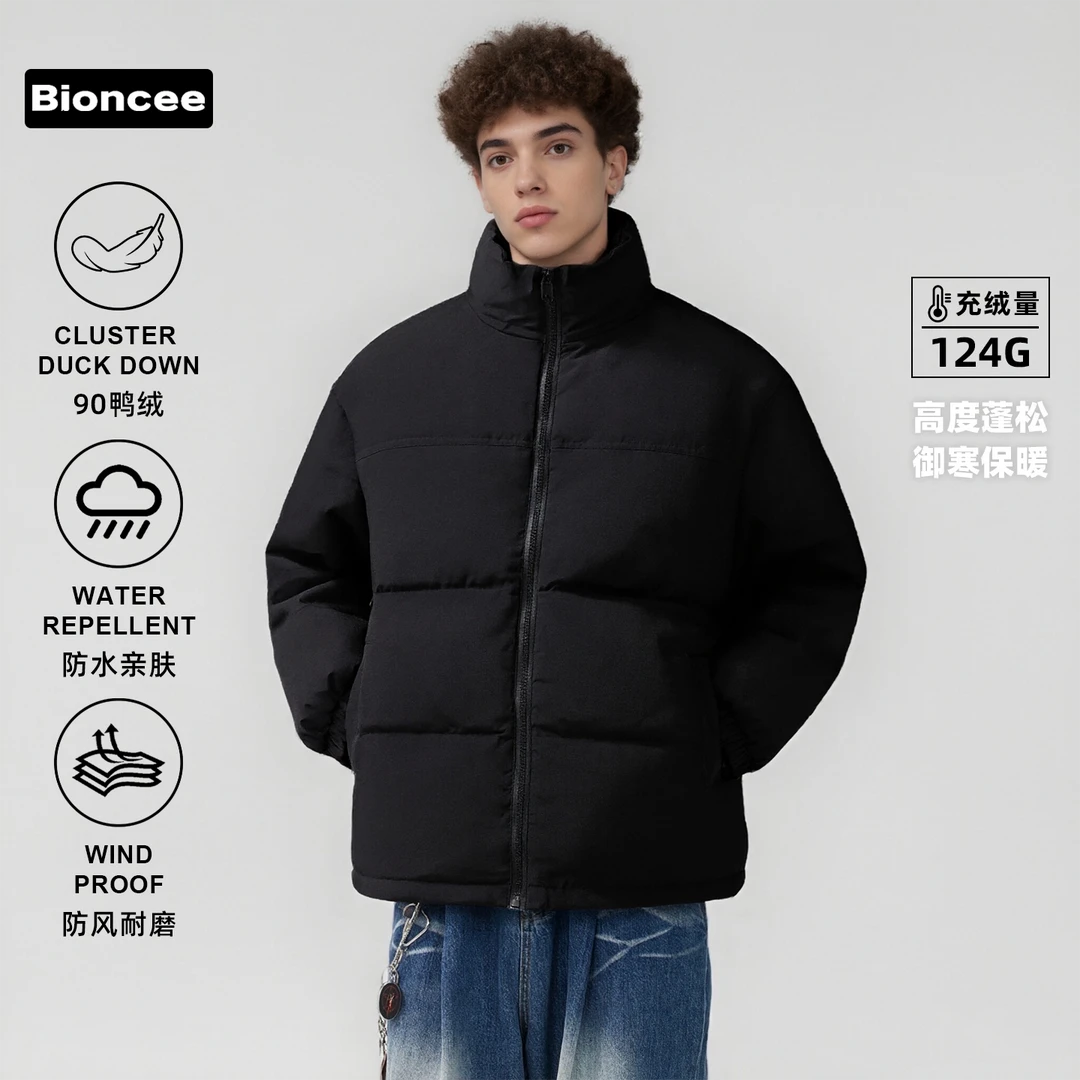 毕昂希情侣同款时尚百搭保暖冬季立领休闲羽绒服外套26001