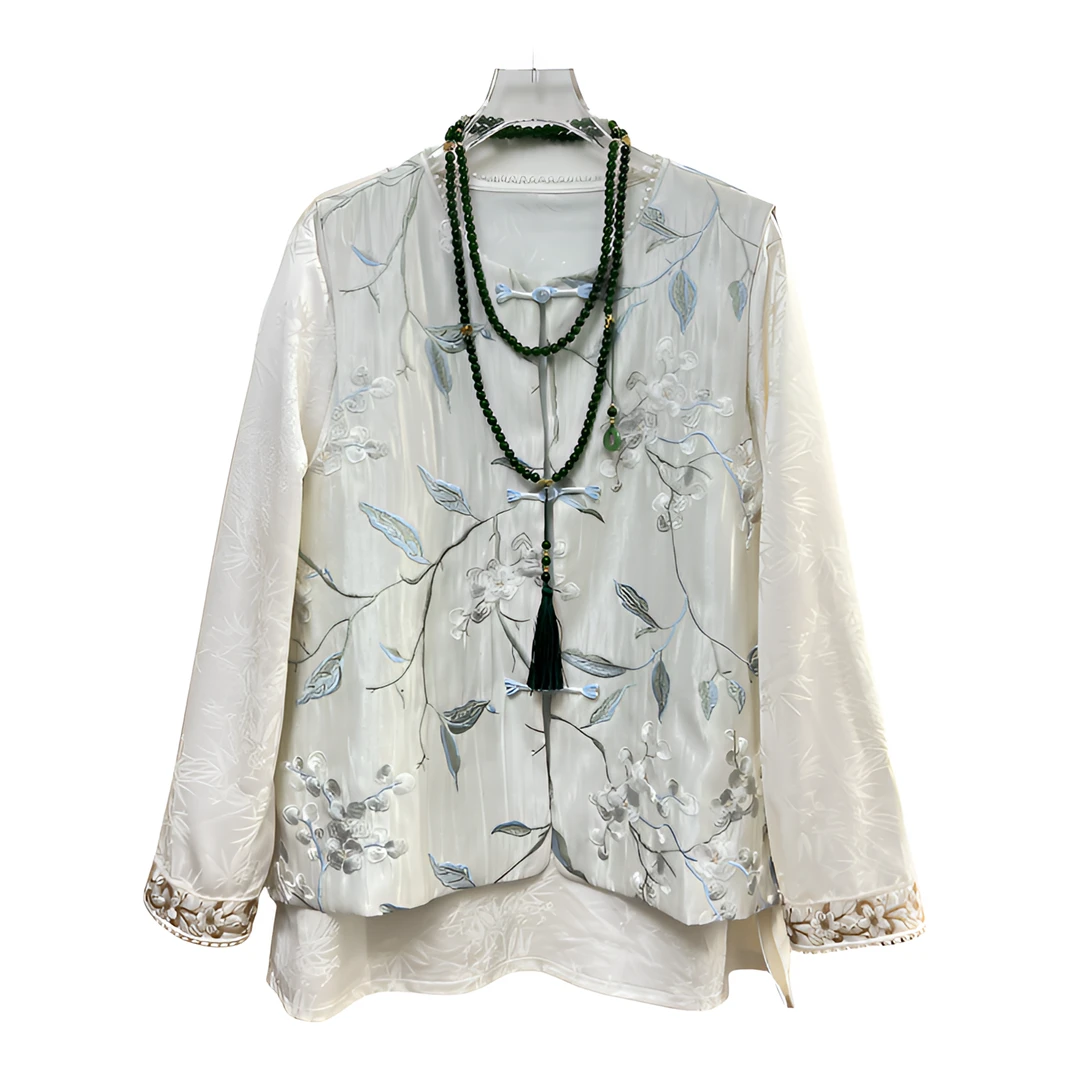 常规款印花绣花刺绣时尚原创设计上衣春季复古宽松女装马夹新中式