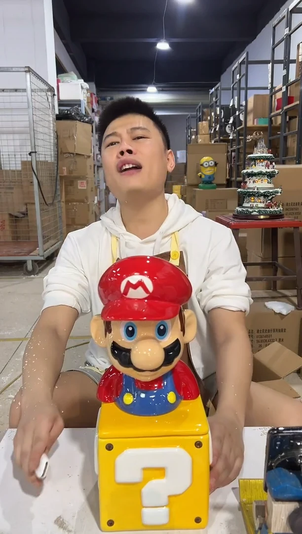 瓷片马里奥问号罐一套