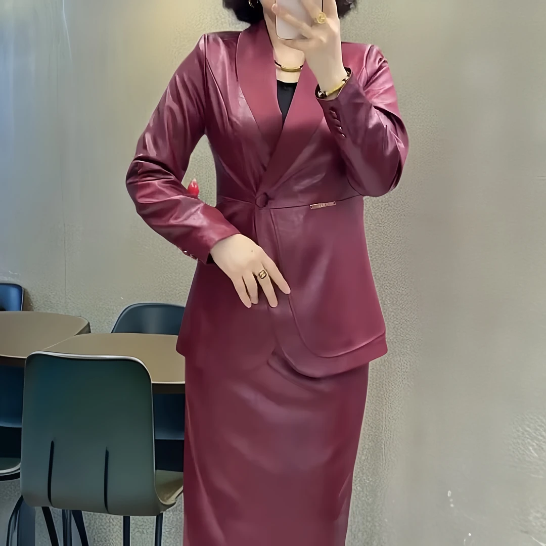 【娜孜】高级感时尚女装套装气质通勤修身套装两件套 145