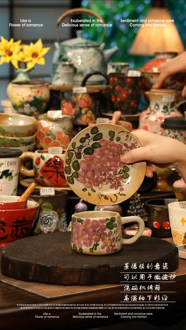 陶瓷景德镇高温釉下彩手工手绘款式