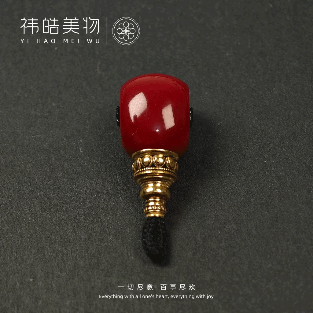 精品红色料器18k金塔三通