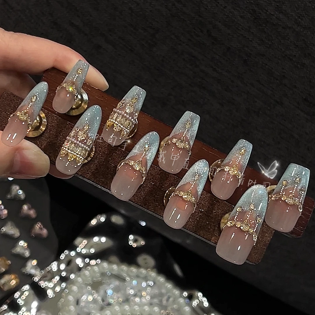 【蓝色城堡】纯手工穿戴甲美甲可拆卸穿戴式持久反复使用TLA