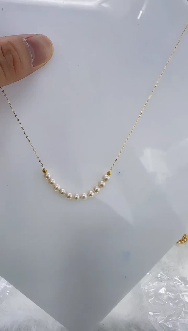 银S925镶嵌淡水珍珠DA珍珠微笑链4-5 a615