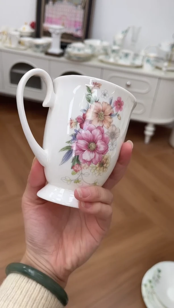 杯花花高骨骨瓷马克杯
