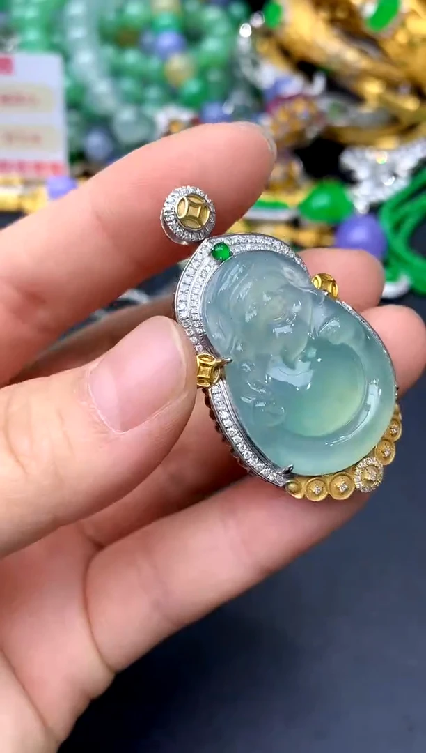 颈饰18K金镶嵌翡翠259-中国好珍宝