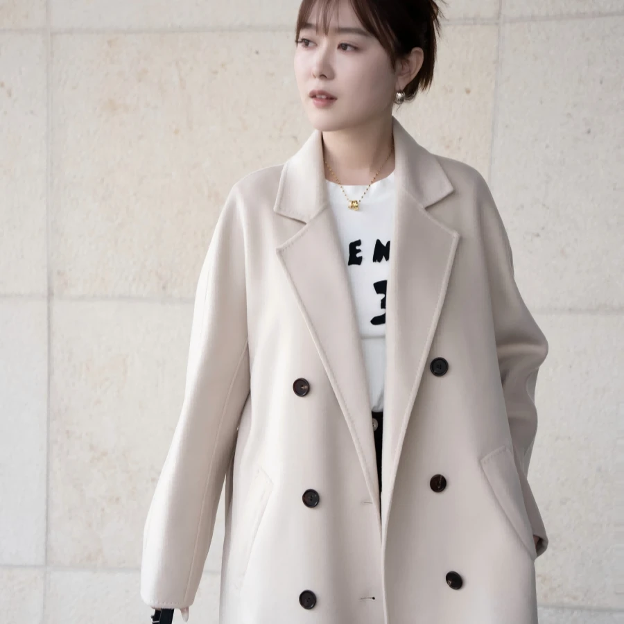 符合拍号链接毛呢中长款长款休闲风毛呢外套气质宽松女秋冬外套