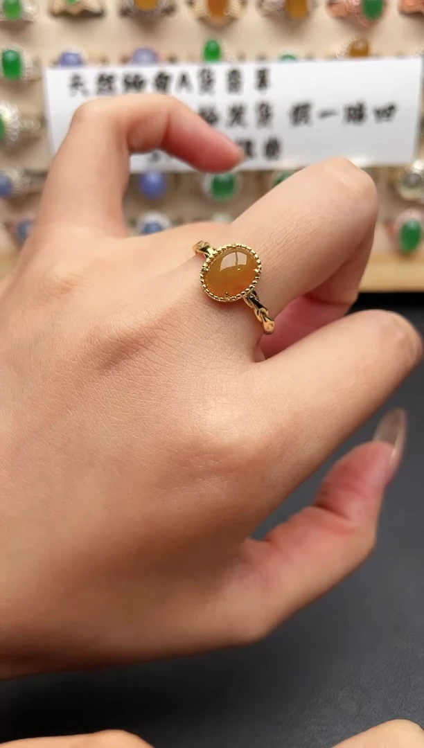 银S925镶嵌戒指翡翠一物一证一礼盒