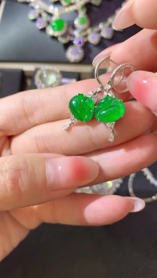 【闪购商品】翡翠耳饰18K金镶嵌D36 翡翠