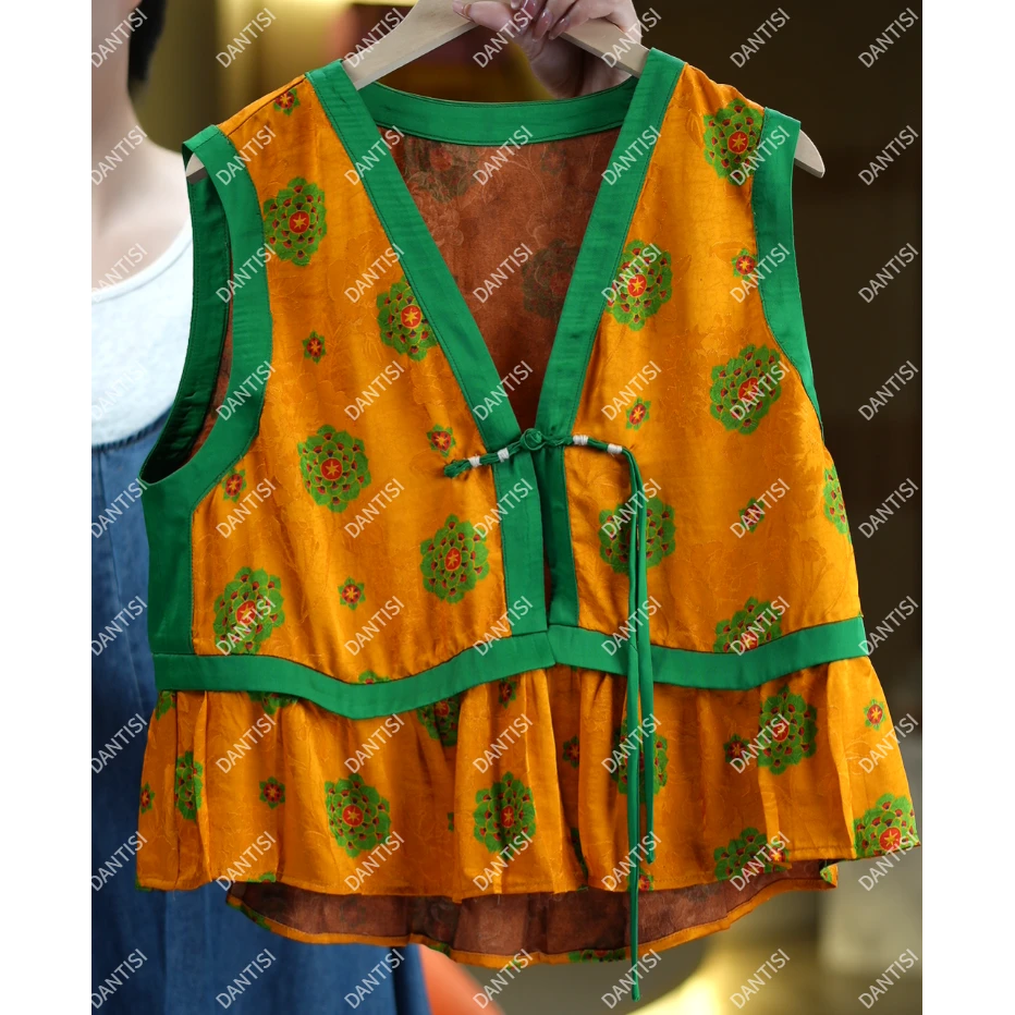 忆江南《非遗美学》1569国风印花盘扣时尚中式马甲