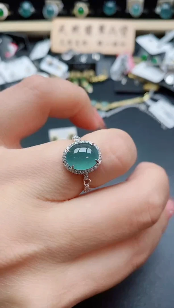 银S925镶嵌戒指翡翠1