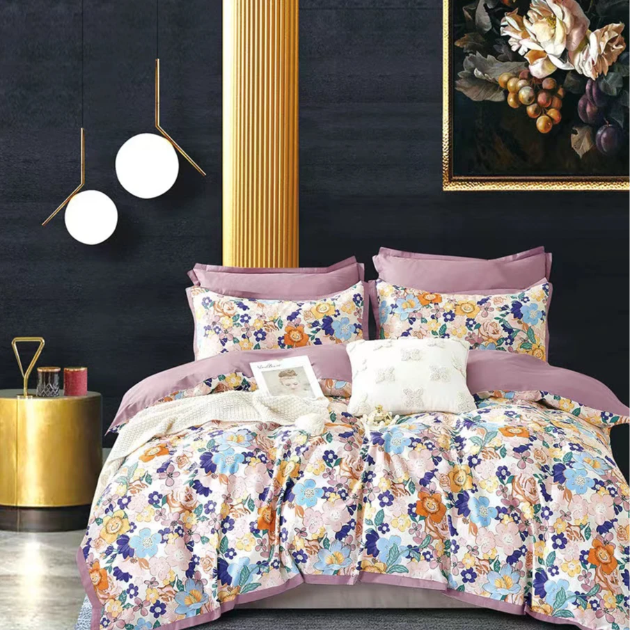 E3760  粉黛 AB版纯棉枕套 一对轻奢简约