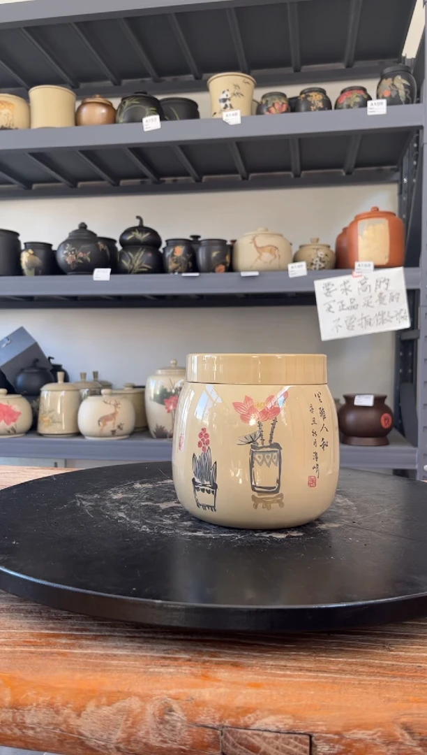 建水紫陶白泥精品茶罐