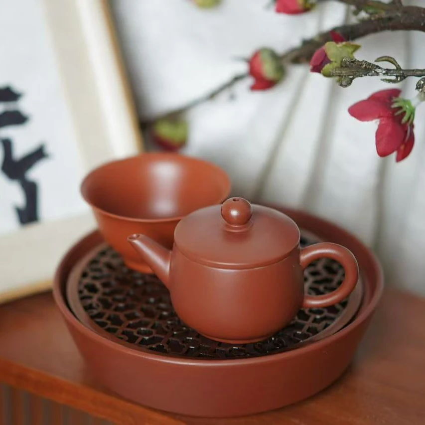 潮州原矿朱泥50cc一壶一杯小品汉瓦壶小容量旅行茶具喝茶茶壶